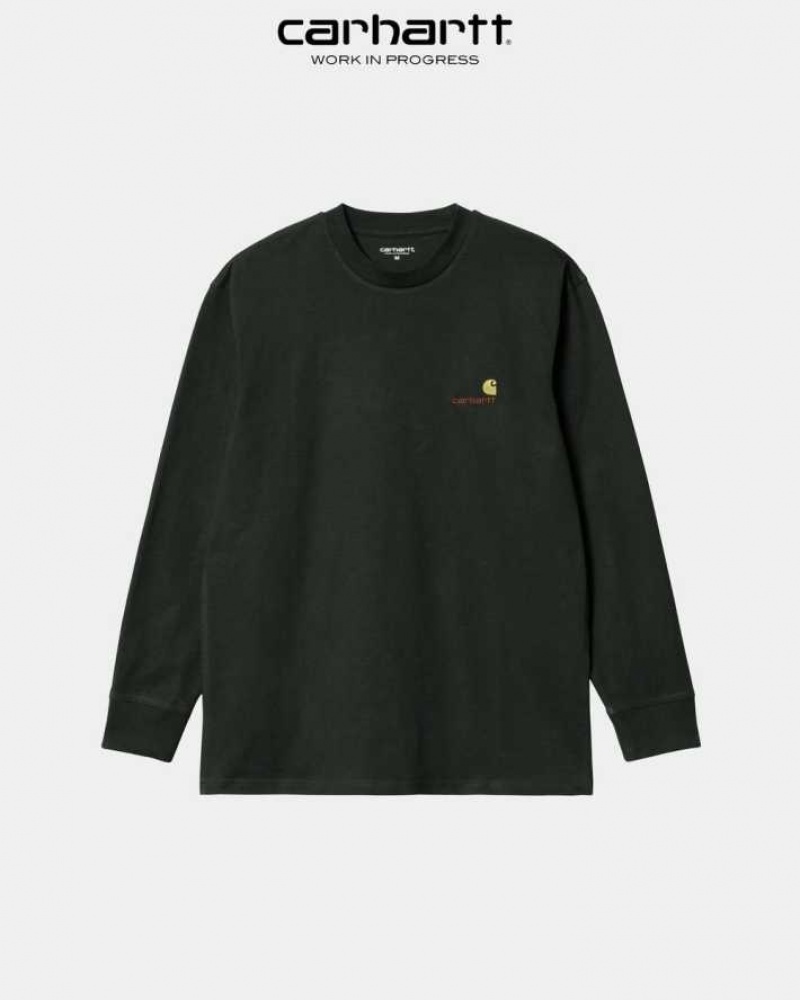 Carhartt Wip American Script Long Sleeve T-Shirt Mörk | SE0000805