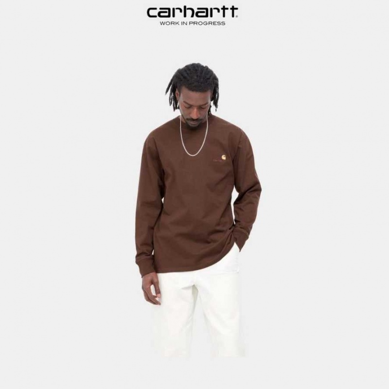 Carhartt Wip American Script Long Sleeve T-Shirt Ale | SE0000806