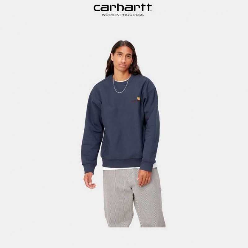 Carhartt Wip American Script Sweatshirt Enzian | SE0000235