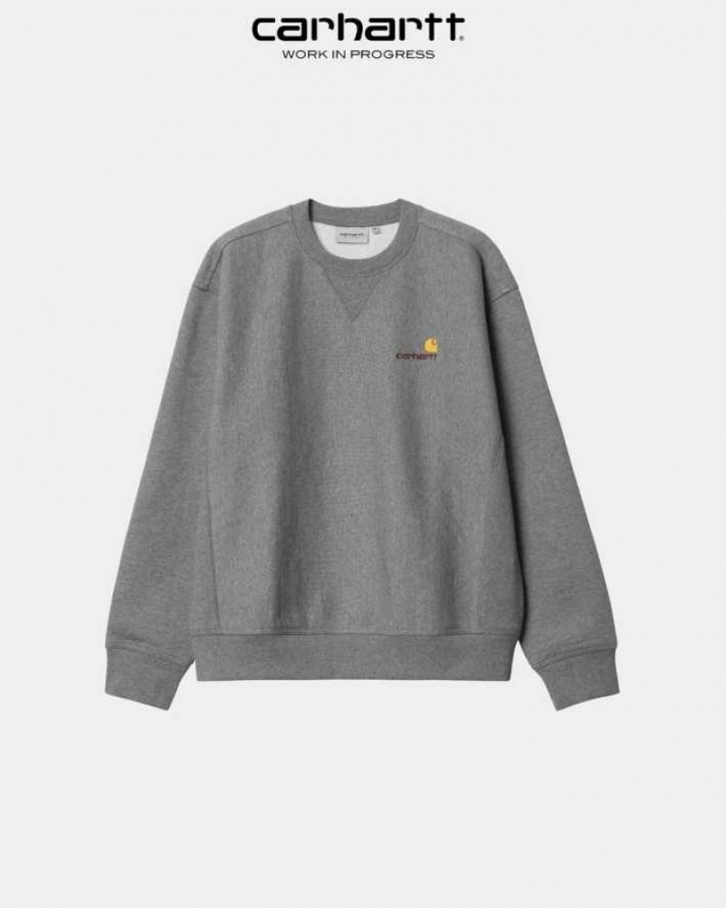 Carhartt Wip American Script Sweatshirt Mörkgrå | SE0000239