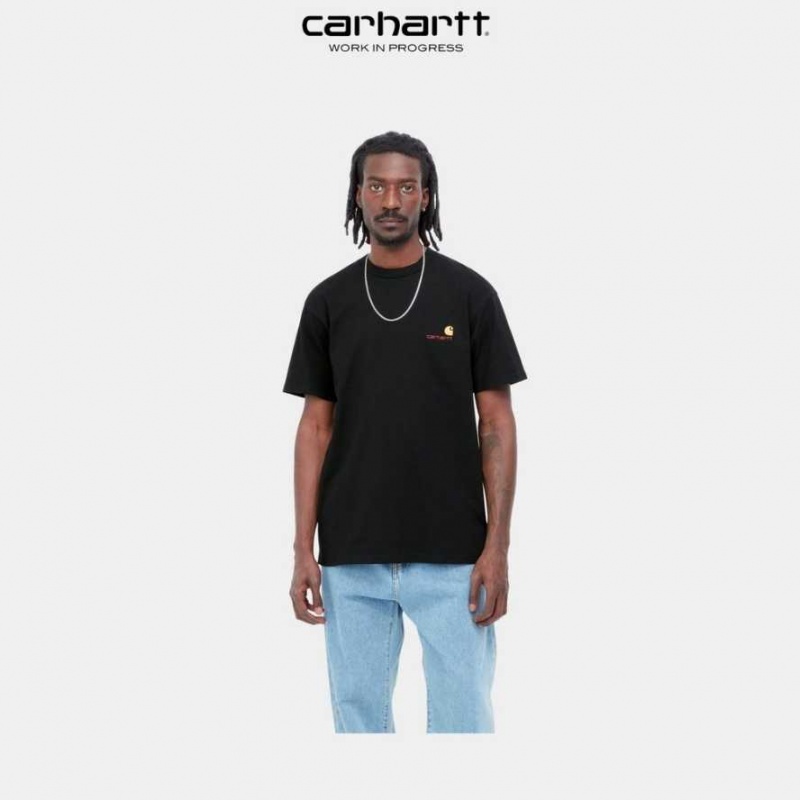 Carhartt Wip American Script T-Shirt Svarta | SE0000815