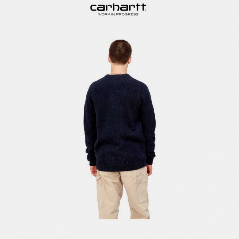 Carhartt Wip Anglistic Tröja Mörkmarinblå | SE0000791