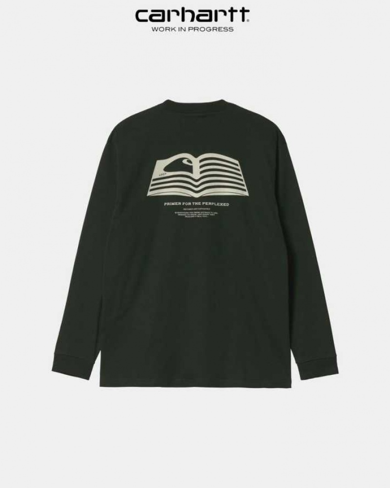 Carhartt Wip Book State Long Sleeve T-Shirt Mörk | SE0000830