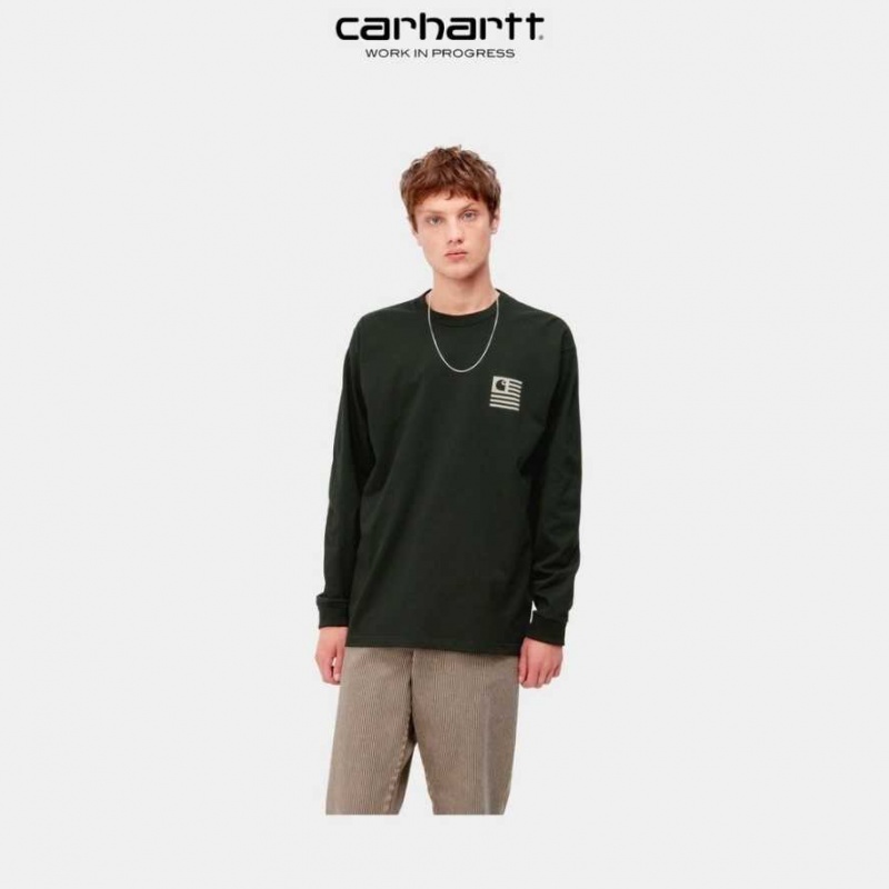 Carhartt Wip Book State Long Sleeve T-Shirt Mörk | SE0000830