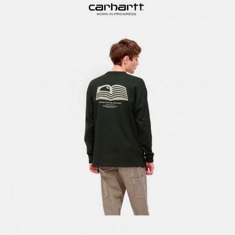 Carhartt Wip Book State Long Sleeve T-Shirt Mörk | SE0000830