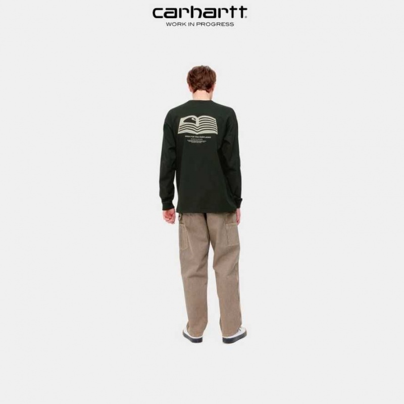 Carhartt Wip Book State Long Sleeve T-Shirt Mörk | SE0000830