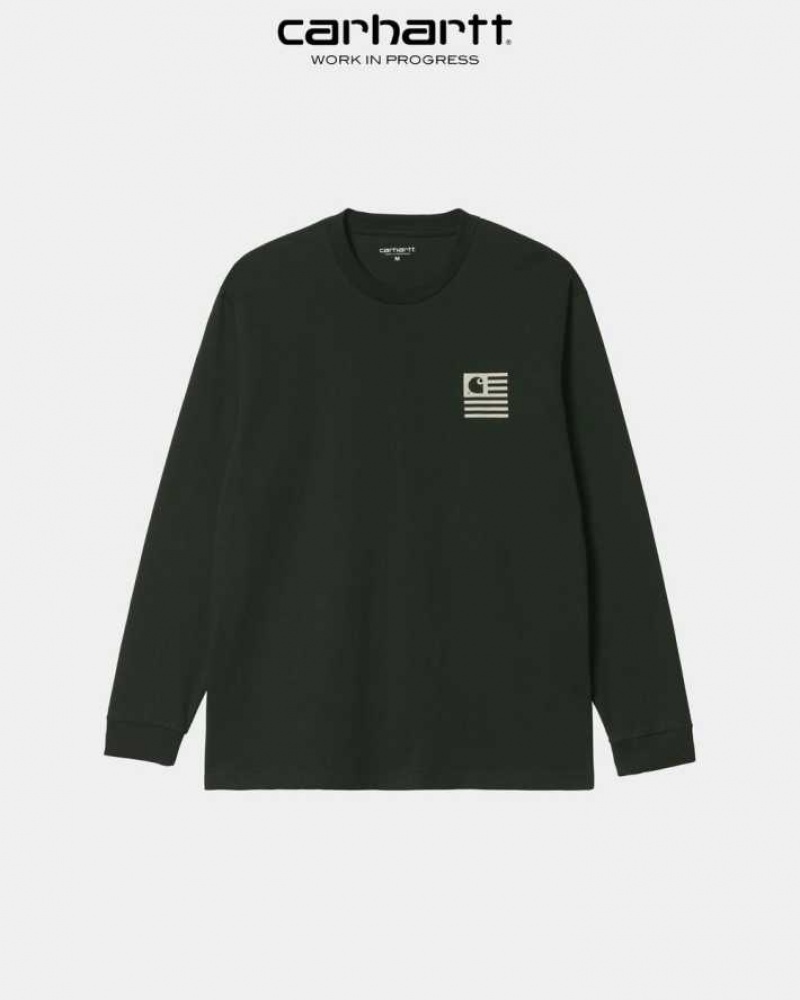 Carhartt Wip Book State Long Sleeve T-Shirt Mörk | SE0000830