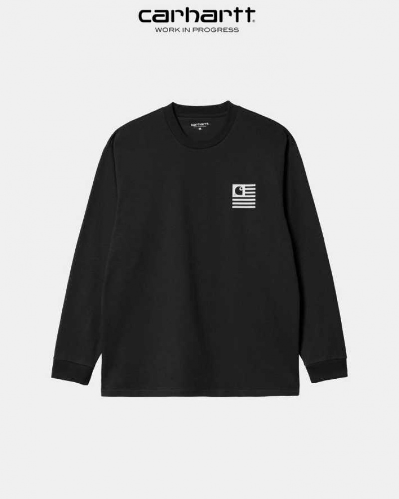 Carhartt Wip Book State Long Sleeve T-Shirt Vulcan | SE0000831