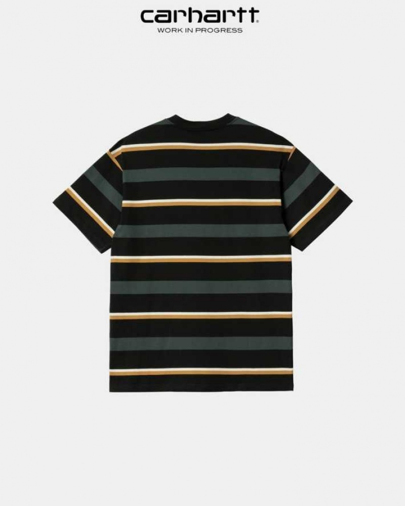 Carhartt Wip Bowman Stripe T-Shirt Juniper | SE0000835