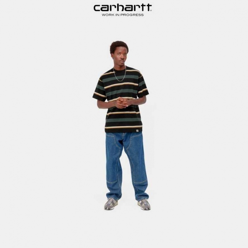 Carhartt Wip Bowman Stripe T-Shirt Juniper | SE0000835