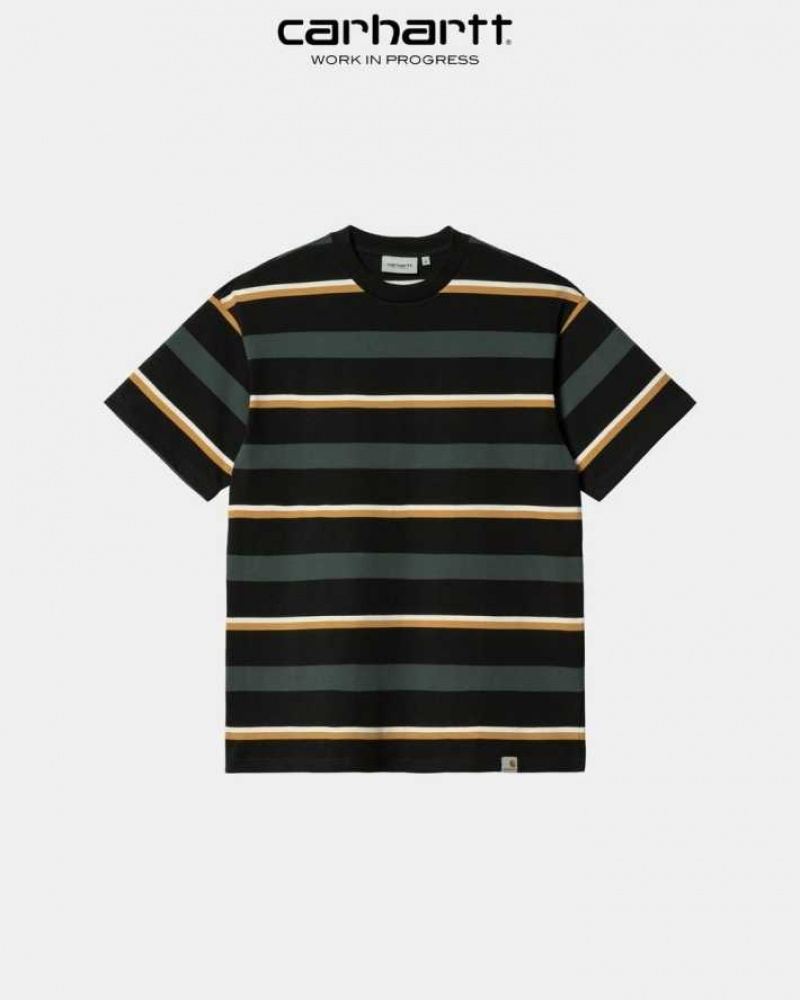 Carhartt Wip Bowman Stripe T-Shirt Juniper | SE0000835