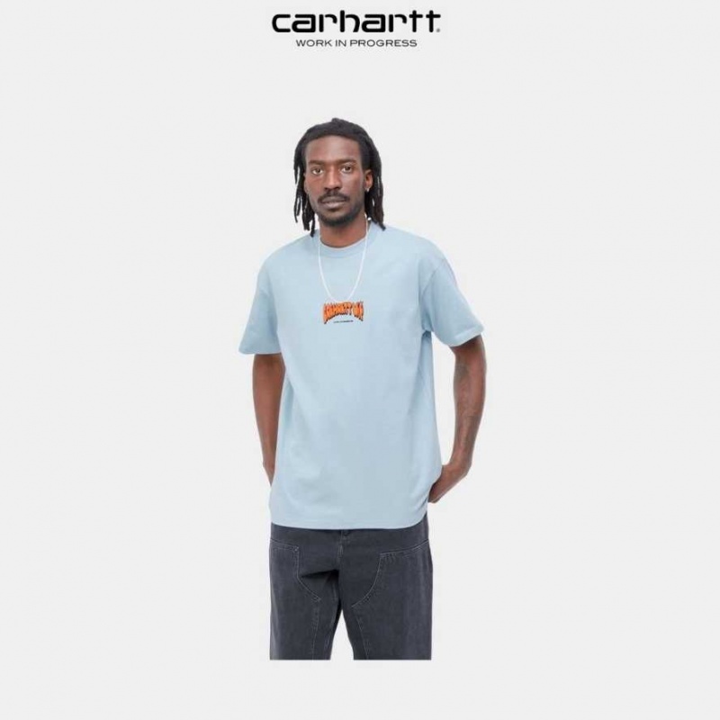 Carhartt Wip Bubble Script T-Shirt Misty Sky | SE0000836