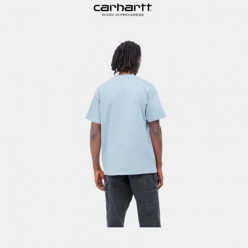 Carhartt Wip Bubble Script T-Shirt Misty Sky | SE0000836