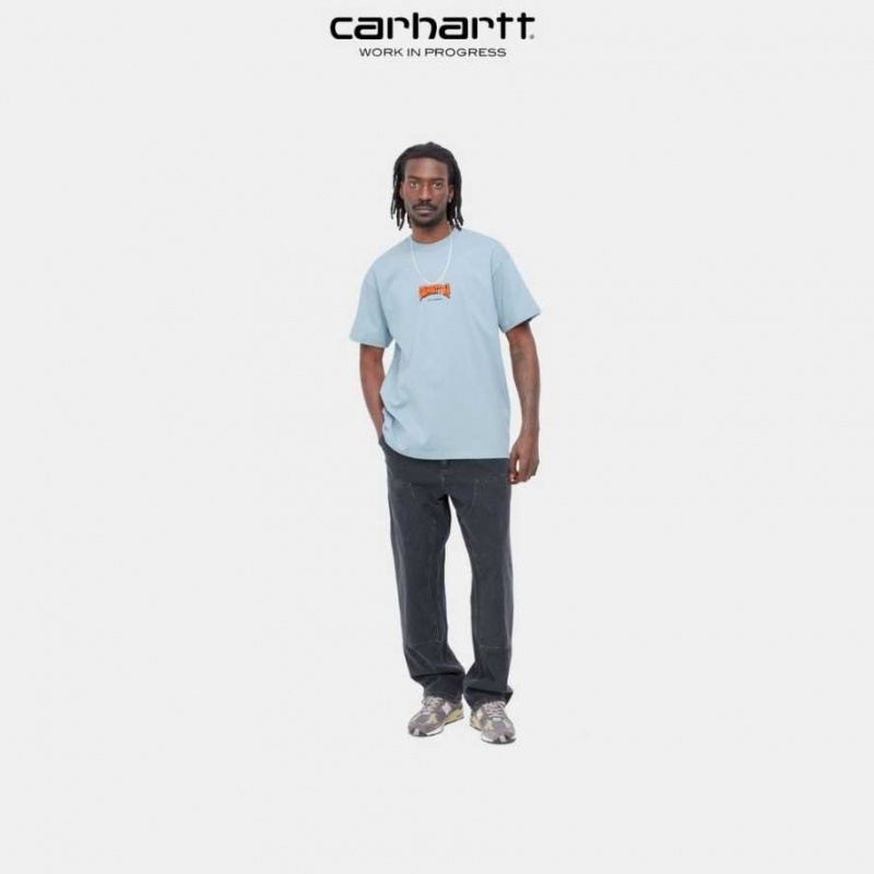 Carhartt Wip Bubble Script T-Shirt Misty Sky | SE0000836