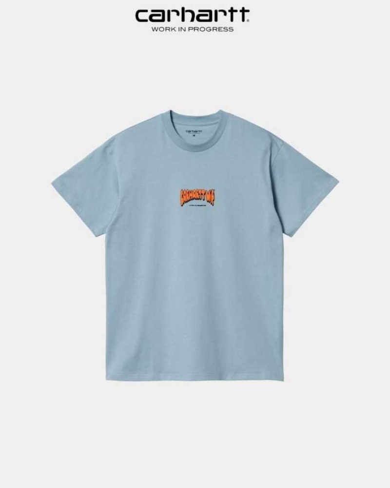 Carhartt Wip Bubble Script T-Shirt Misty Sky | SE0000836