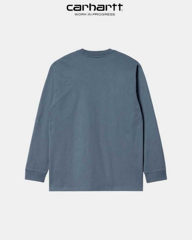 Carhartt Wip Chase Long Sleeve T-Shirt Blå | SE0000863