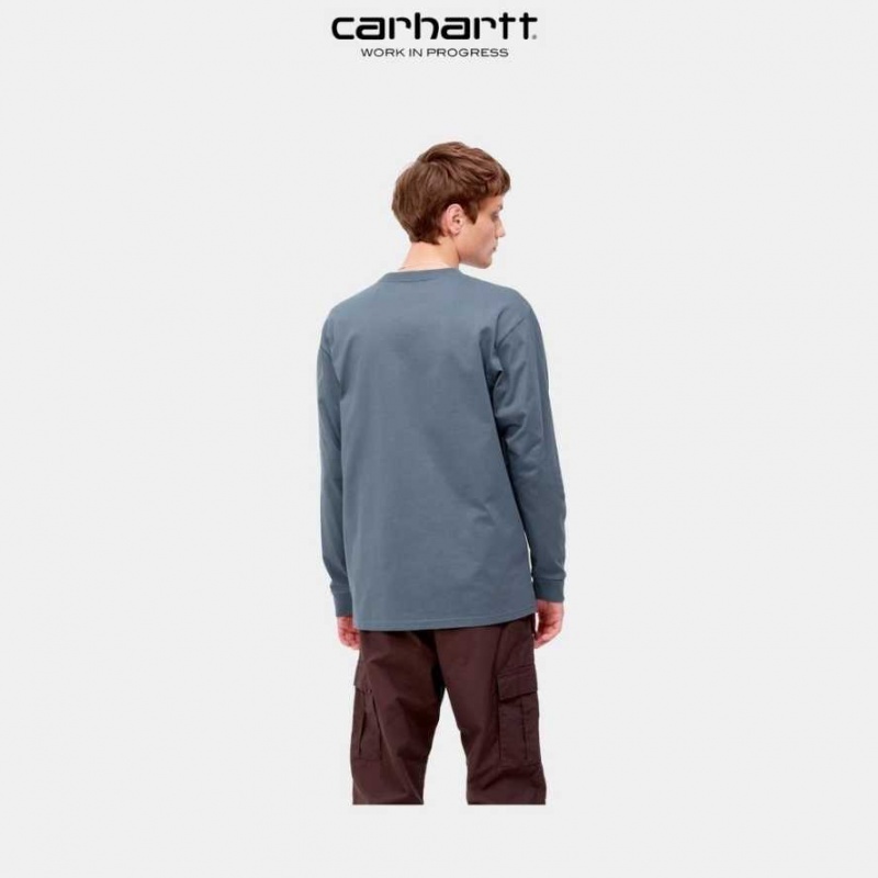 Carhartt Wip Chase Long Sleeve T-Shirt Blå | SE0000863