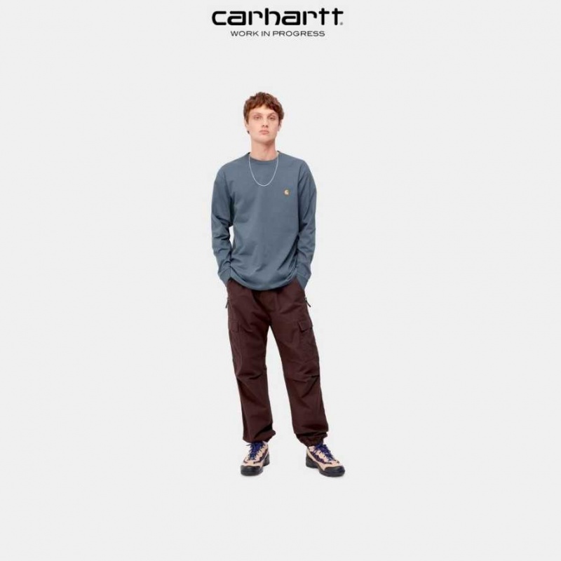 Carhartt Wip Chase Long Sleeve T-Shirt Blå | SE0000863