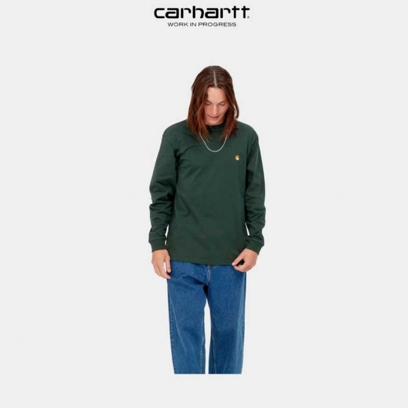 Carhartt Wip Chase Long Sleeve T-Shirt Juniper | SE0000857