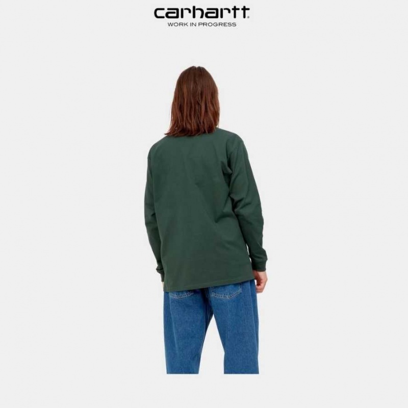 Carhartt Wip Chase Long Sleeve T-Shirt Juniper | SE0000857