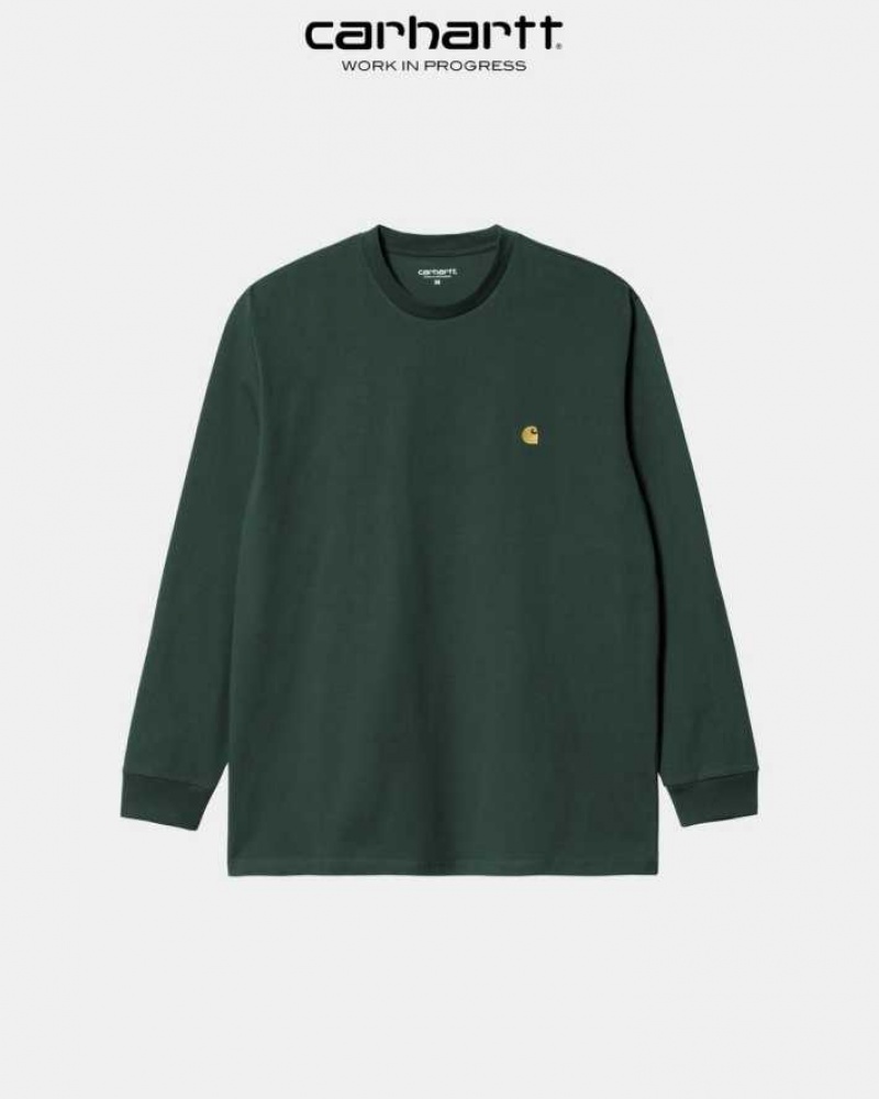 Carhartt Wip Chase Long Sleeve T-Shirt Juniper | SE0000857