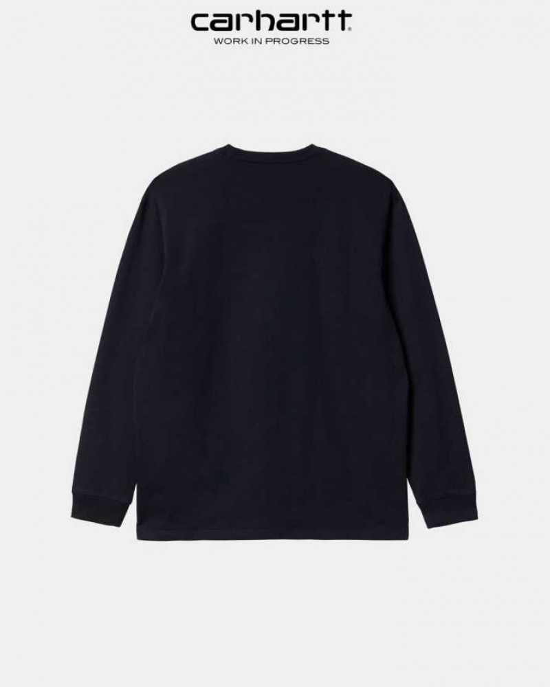 Carhartt Wip Chase Long Sleeve T-Shirt Mörkmarinblå | SE0000862