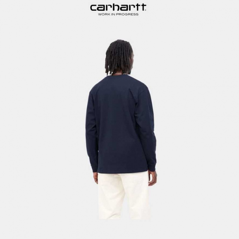 Carhartt Wip Chase Long Sleeve T-Shirt Mörkmarinblå | SE0000862