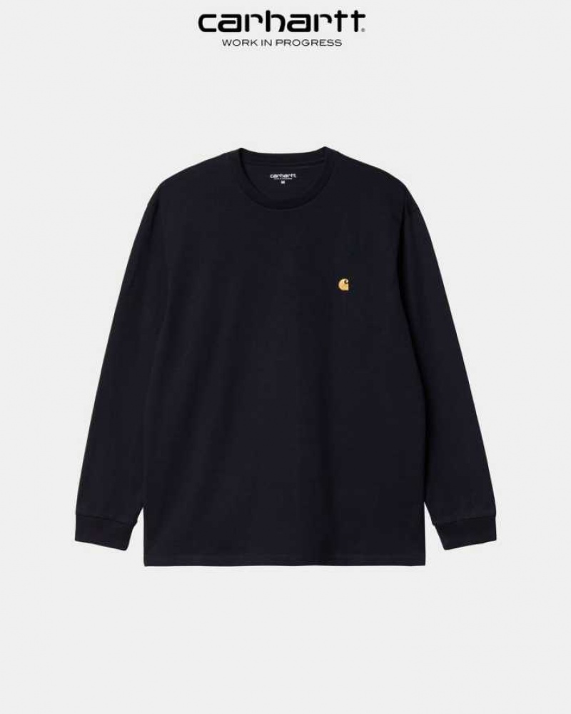 Carhartt Wip Chase Long Sleeve T-Shirt Mörkmarinblå | SE0000862