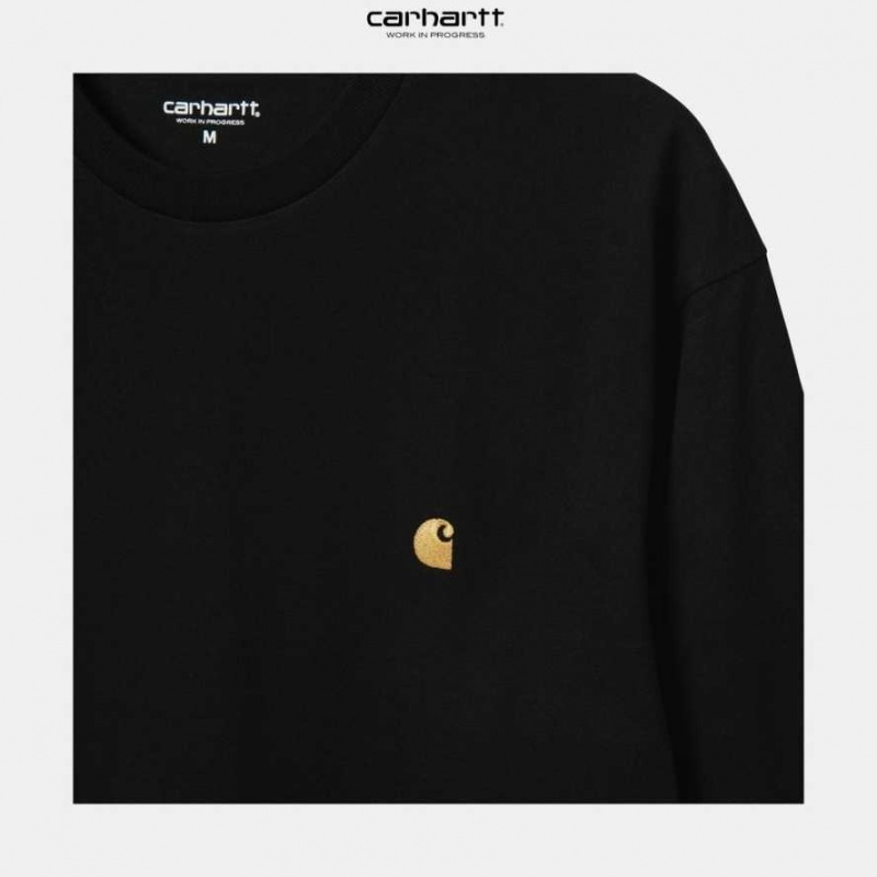 Carhartt Wip Chase Long Sleeve T-Shirt Svarta | SE0000861