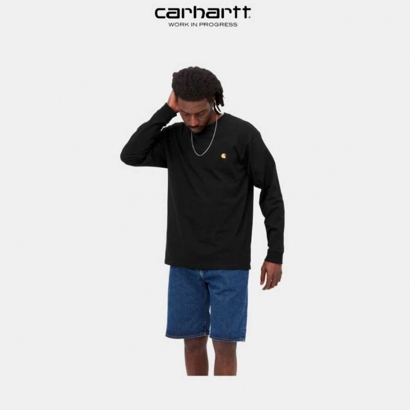 Carhartt Wip Chase Long Sleeve T-Shirt Svarta | SE0000861