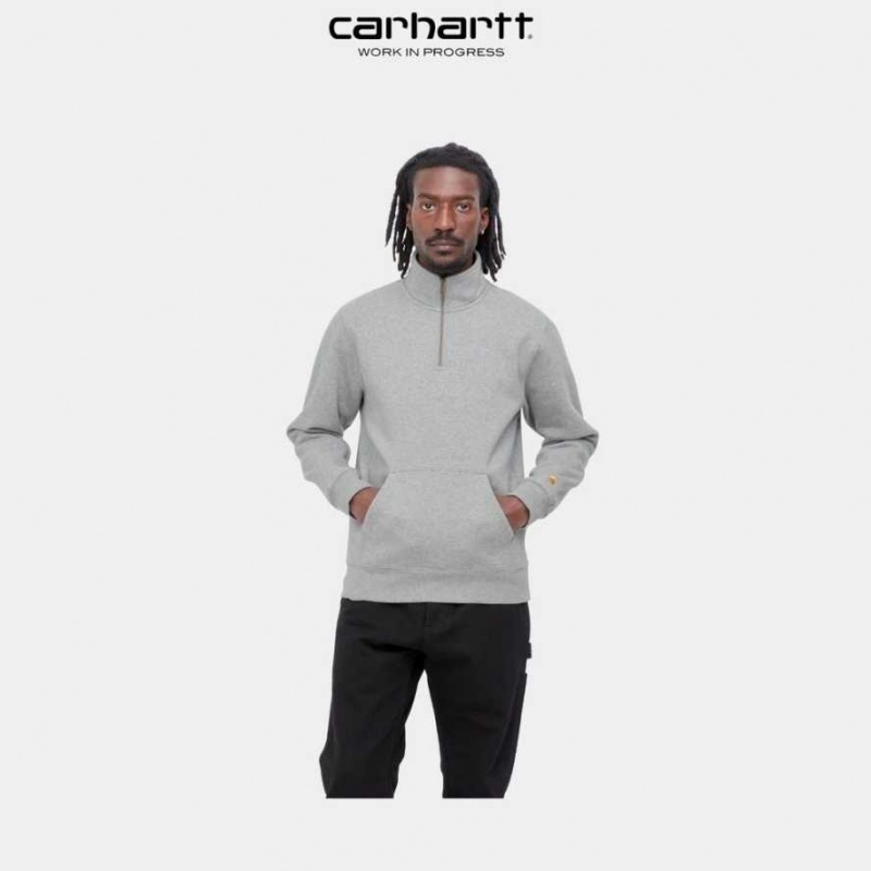 Carhartt Wip Chase Neck Zip Sweatshirt Grå | SE0000260