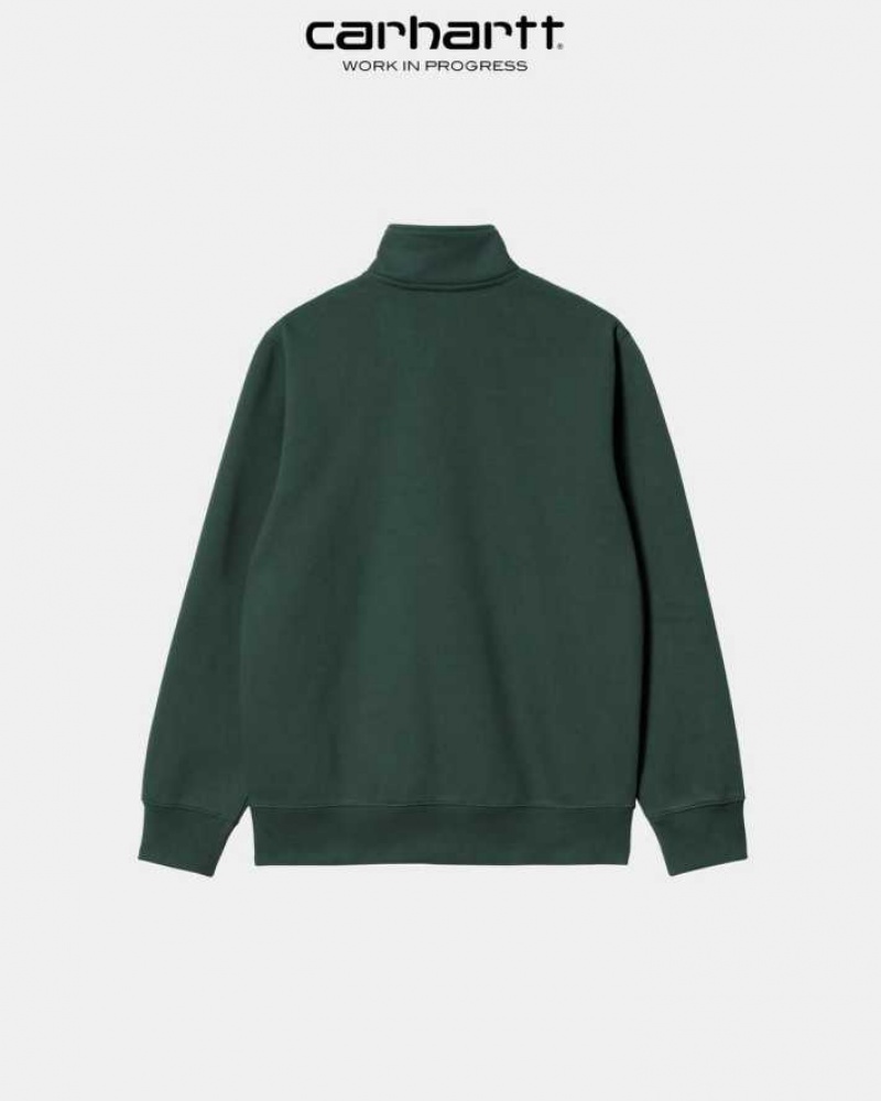 Carhartt Wip Chase Neck Zip Sweatshirt Juniper | SE0000262