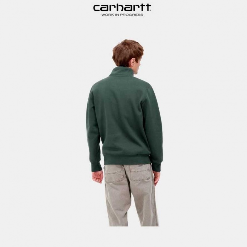 Carhartt Wip Chase Neck Zip Sweatshirt Juniper | SE0000262