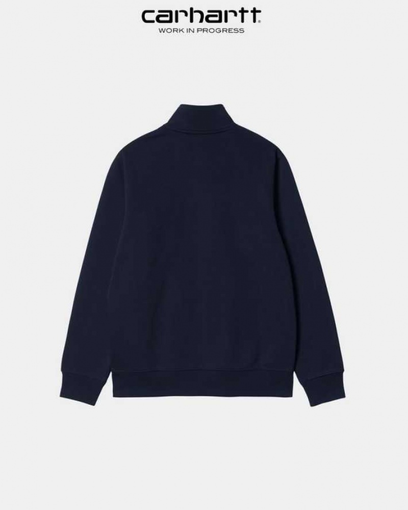 Carhartt Wip Chase Neck Zip Sweatshirt Mörkmarinblå | SE0000258