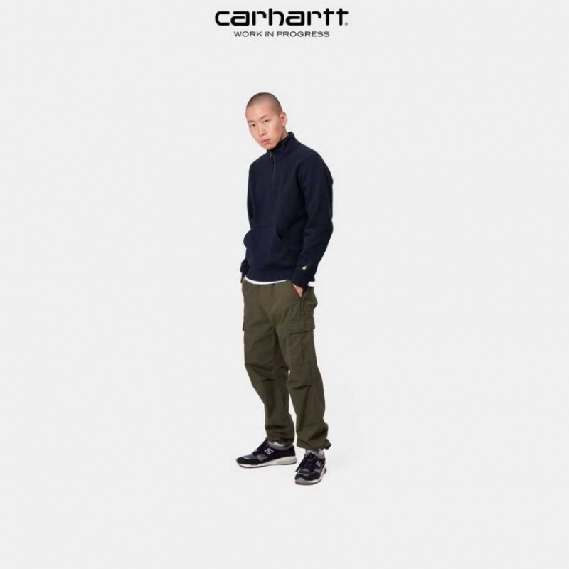 Carhartt Wip Chase Neck Zip Sweatshirt Mörkmarinblå | SE0000258