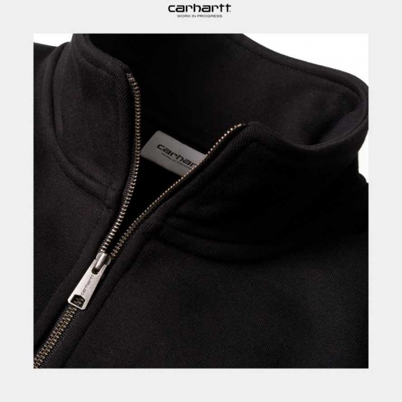 Carhartt Wip Chase Neck Zip Sweatshirt Svarta | SE0000259