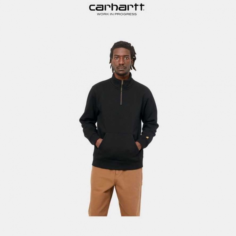 Carhartt Wip Chase Neck Zip Sweatshirt Svarta | SE0000259