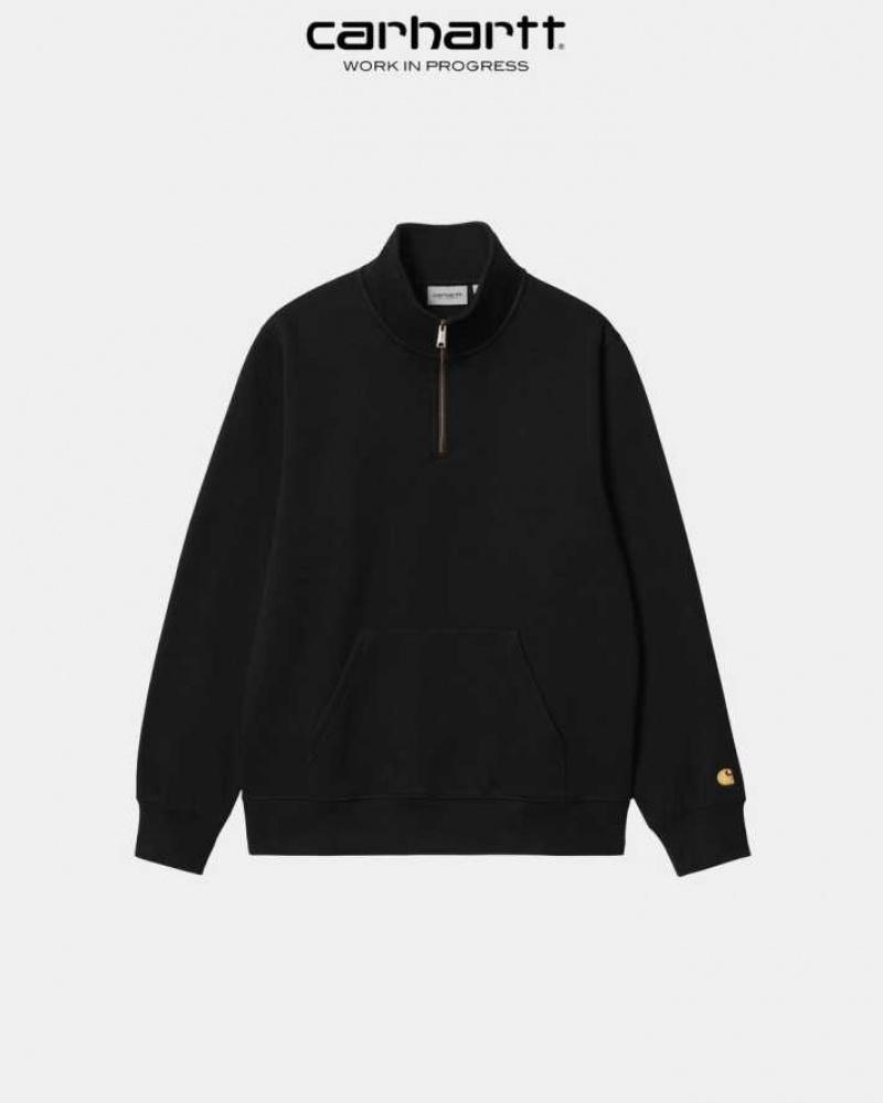 Carhartt Wip Chase Neck Zip Sweatshirt Svarta | SE0000259