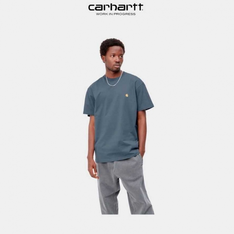 Carhartt Wip Chase T-Shirt Blå | SE0000870