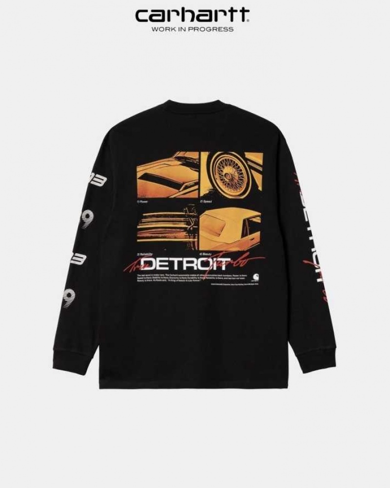 Carhartt Wip Detroit Turbo Long Sleeve T-Shirt Svarta | SE0000889