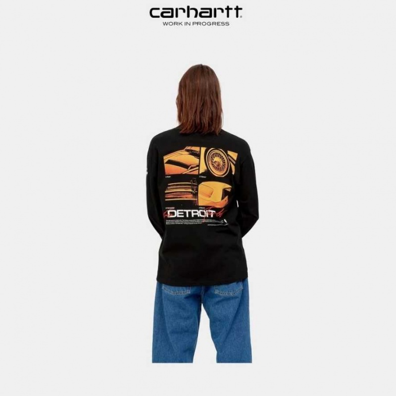 Carhartt Wip Detroit Turbo Long Sleeve T-Shirt Svarta | SE0000889