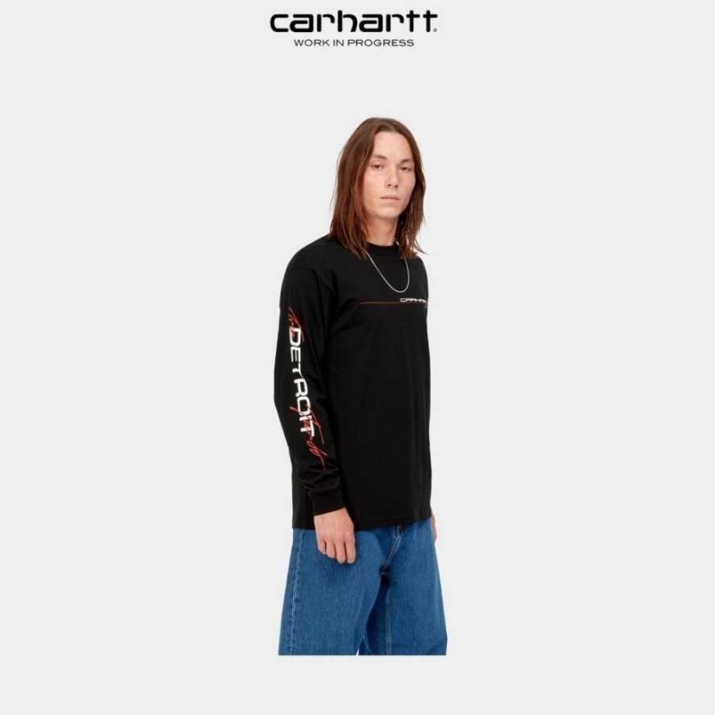 Carhartt Wip Detroit Turbo Long Sleeve T-Shirt Svarta | SE0000889