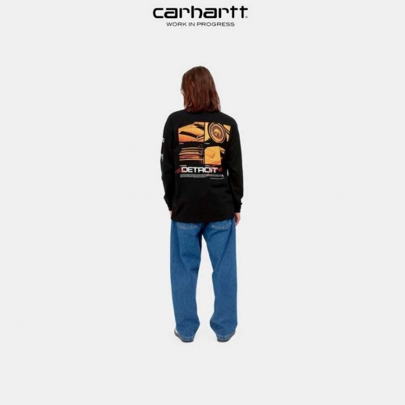 Carhartt Wip Detroit Turbo Long Sleeve T-Shirt Svarta | SE0000889