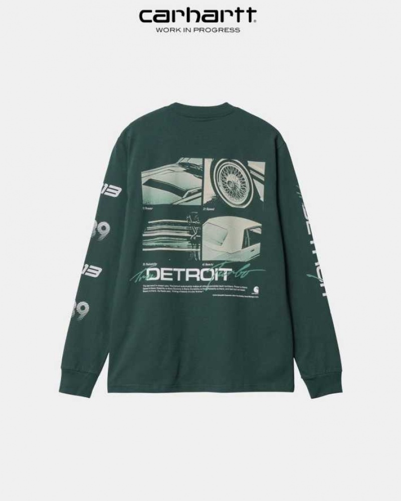 Carhartt Wip Detroit Turbo Long Sleeve T-Shirt Juniper | SE0000890