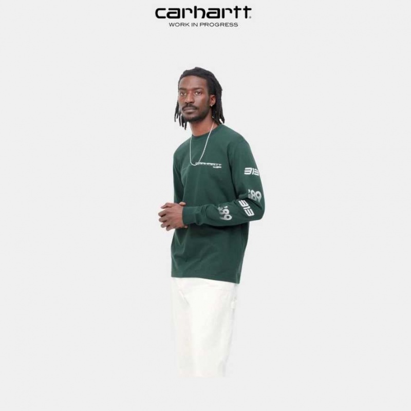 Carhartt Wip Detroit Turbo Long Sleeve T-Shirt Juniper | SE0000890