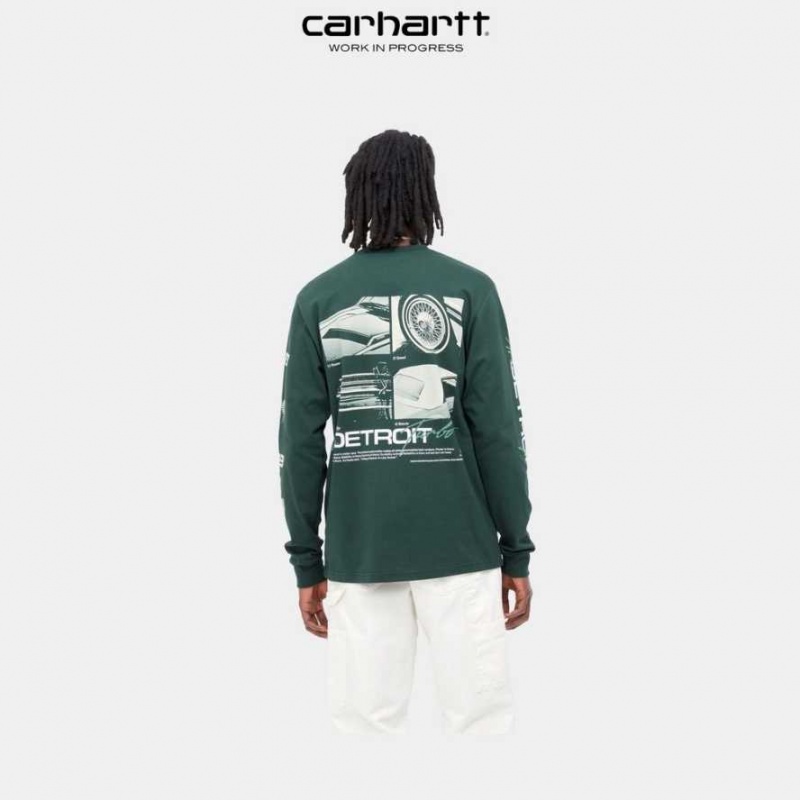 Carhartt Wip Detroit Turbo Long Sleeve T-Shirt Juniper | SE0000890