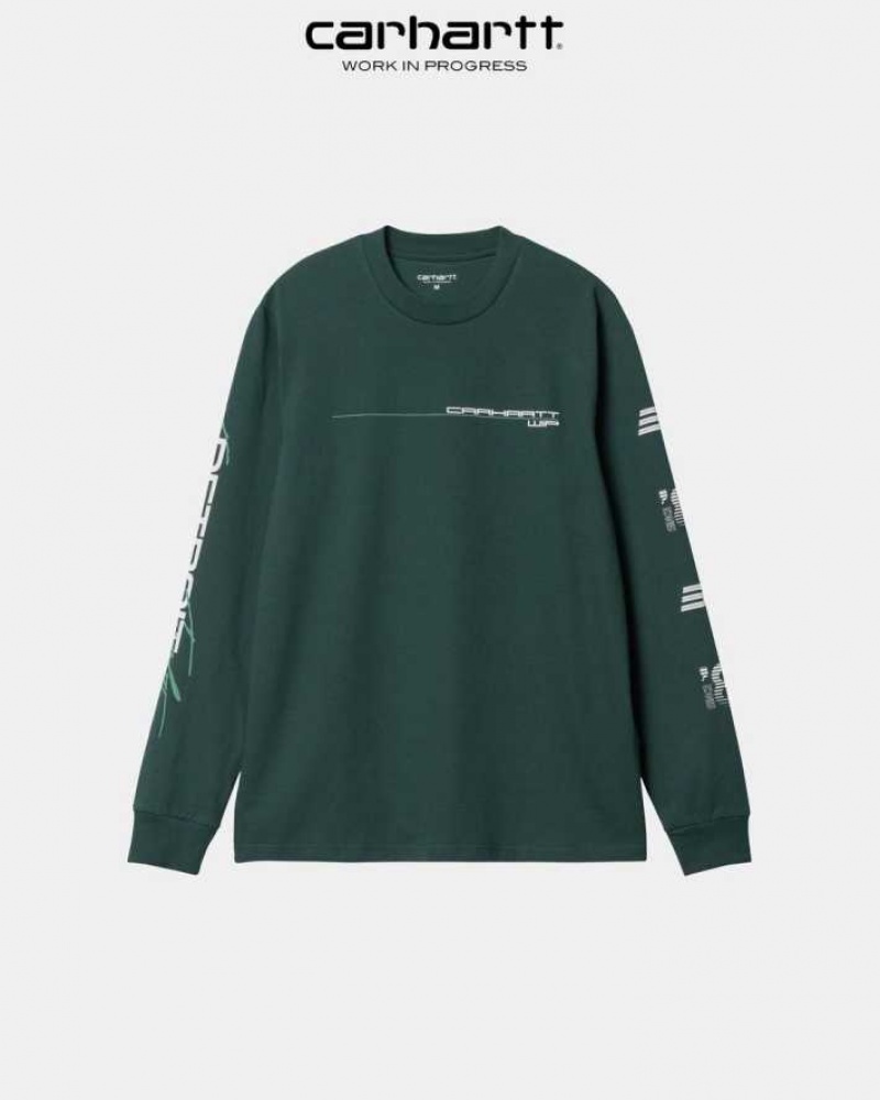 Carhartt Wip Detroit Turbo Long Sleeve T-Shirt Juniper | SE0000890