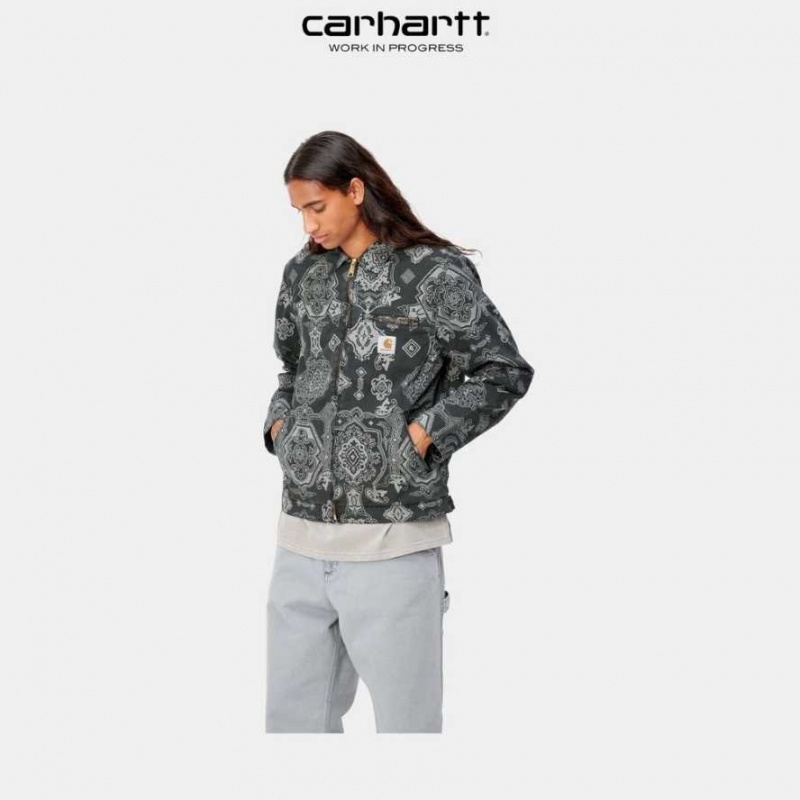 Carhartt Wip Detroit Verse Print Jacket Svarta | SE0000028