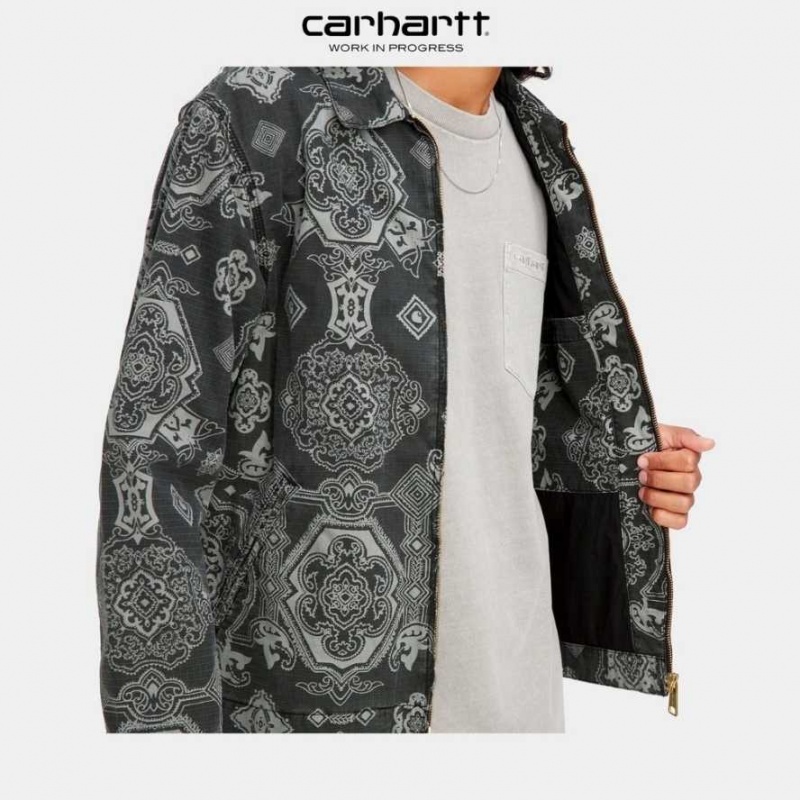 Carhartt Wip Detroit Verse Print Jacket Svarta | SE0000028