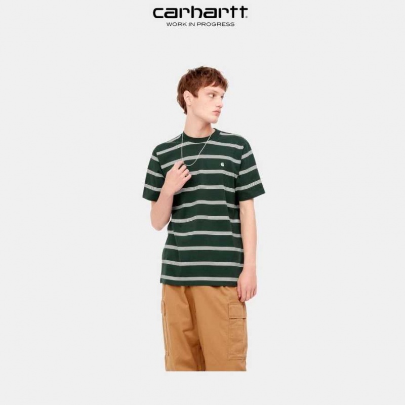 Carhartt Wip Glover Stripe T-Shirt Juniper | SE0000921